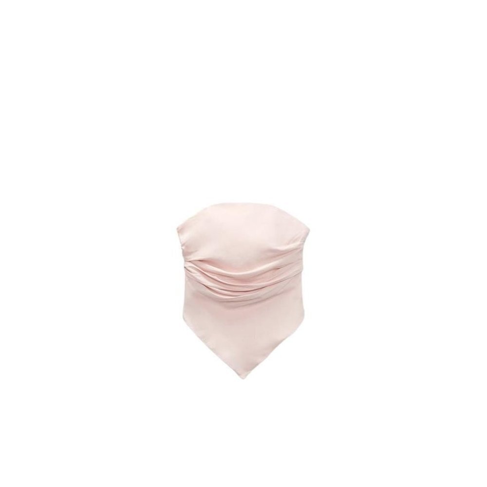 ZARA SATINY STRAPLESS NECKERCHIEF TOP CHALK PINK SIZE S | 4661/019